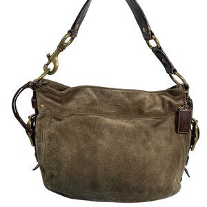 COACH Zoe Suede Shoulder Handbag 12661 + Dust Bag + Tag Charm Buckle Straps